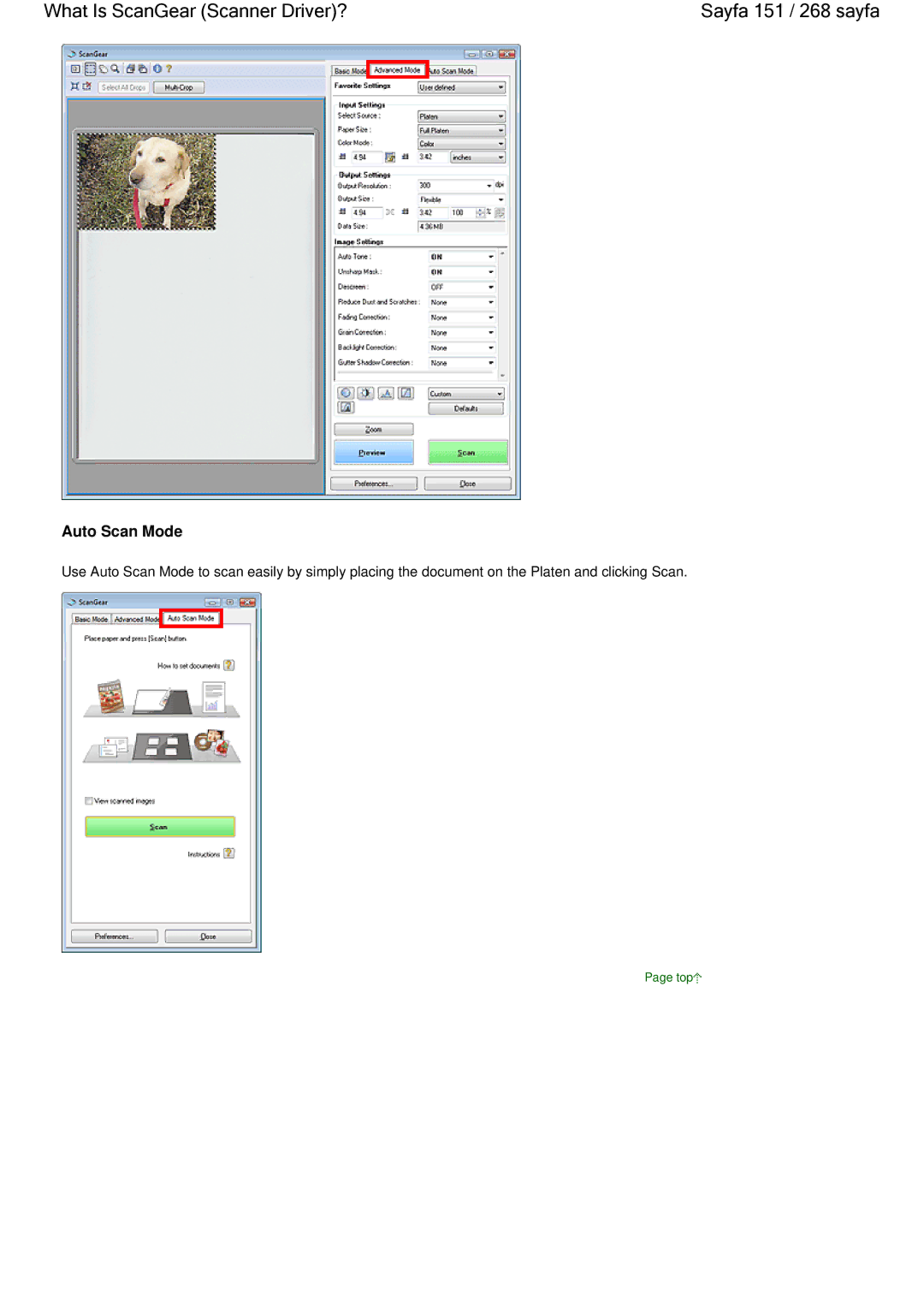Canon 100 manual What Is ScanGear Scanner Driver? Sayfa 151 / 268 sayfa, Auto Scan Mode 