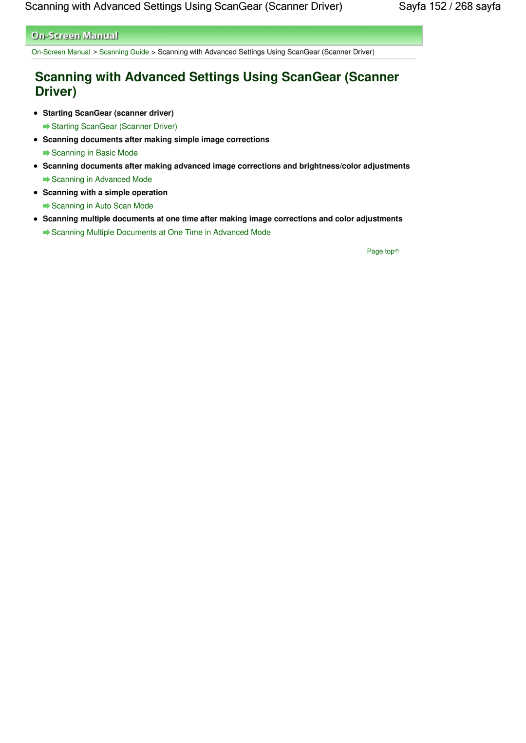 Canon 100 manual Scanning with Advanced Settings Using ScanGear Scanner, Starting ScanGear scanner driver 