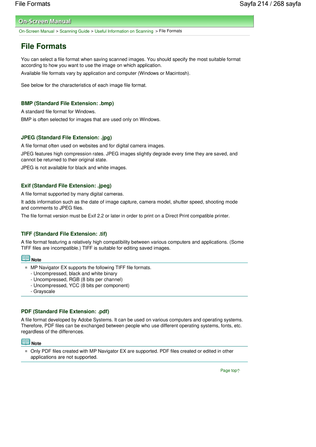 Canon 100 manual File Formats Sayfa 214 / 268 sayfa 