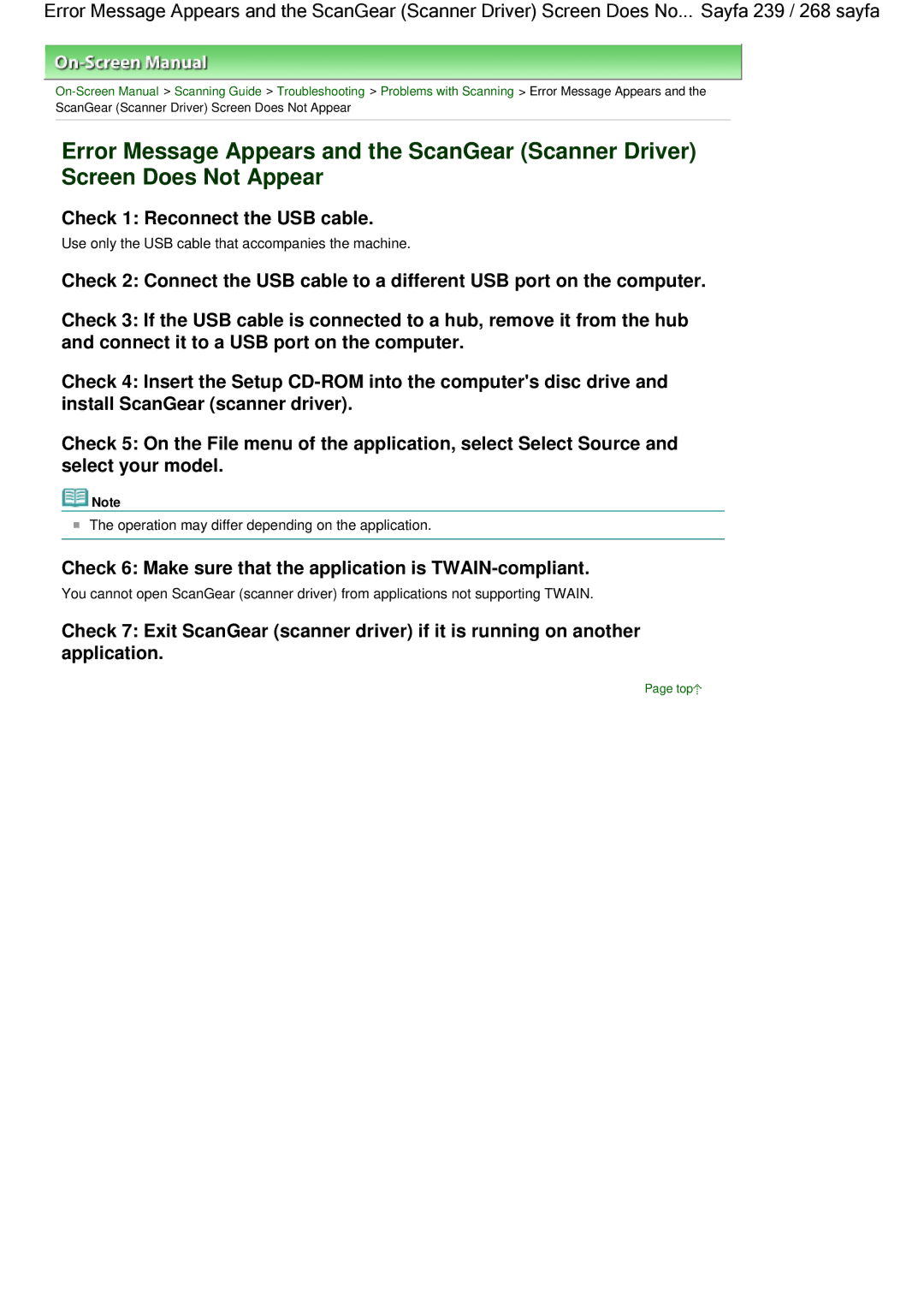 Canon 100 manual Check 1 Reconnect the USB cable 