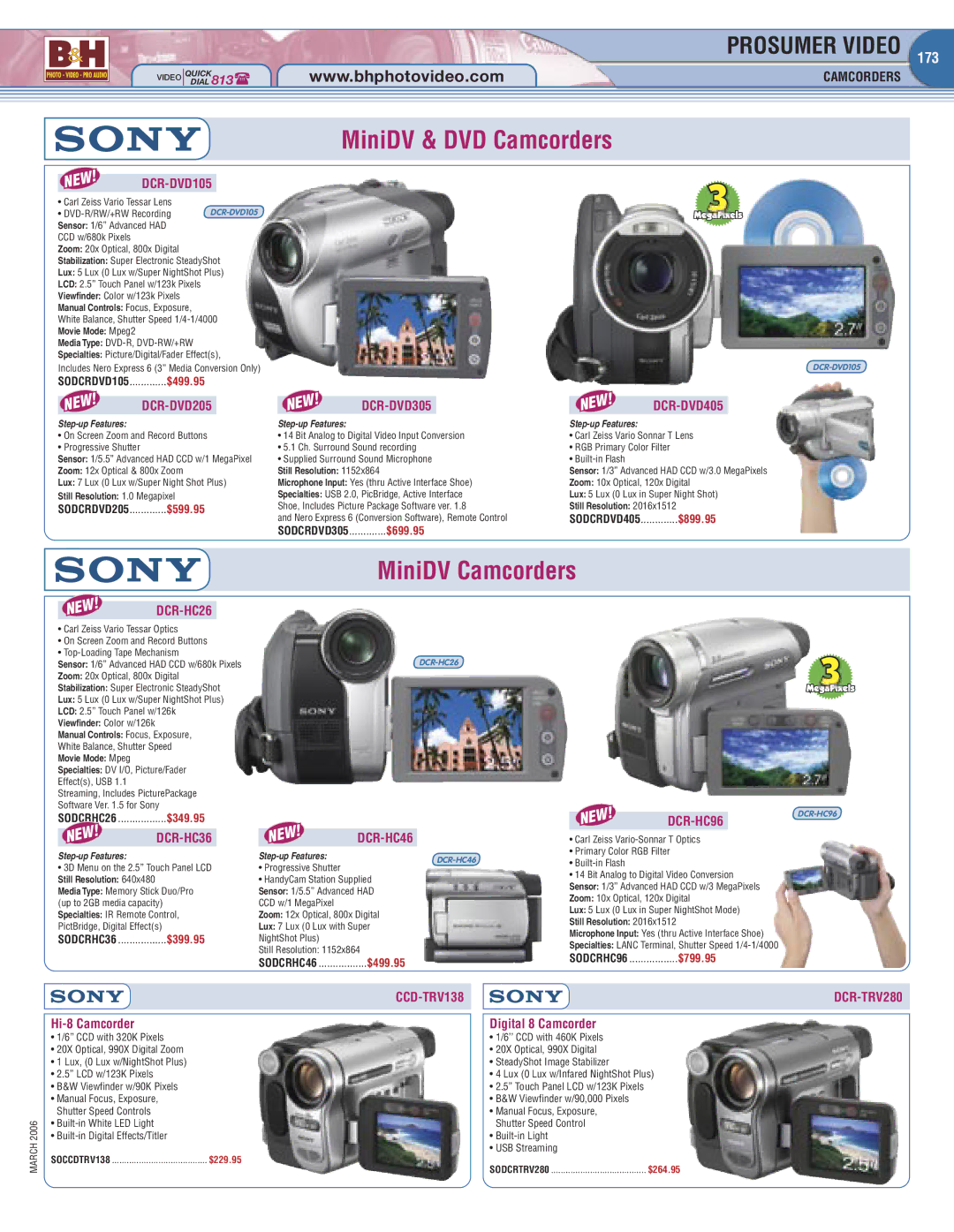 Canon 100 manual MiniDV Camcorders, DCR-HC36, Hi-8 Camcorder, CCD-TRV138, Digital 8 Camcorder 