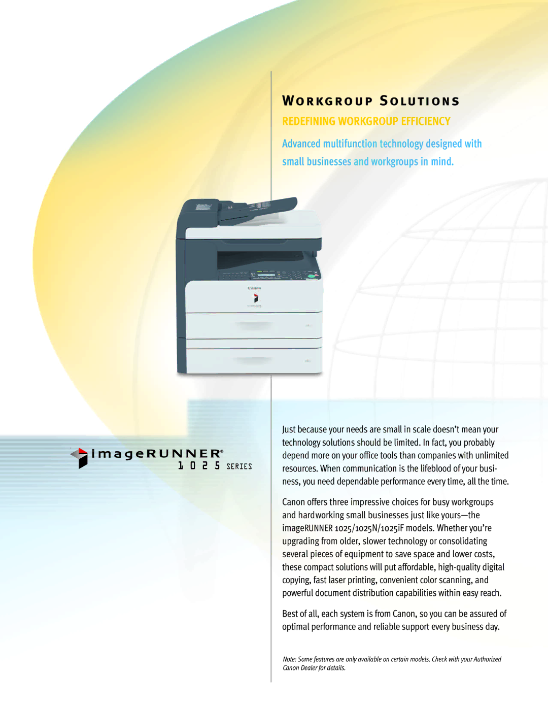 Canon 1025 manual Workgroup Solutions, Redefining Workgroup Efficiency 