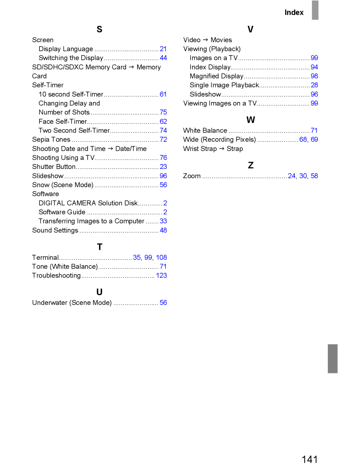 Canon 107 manual 141, Index 