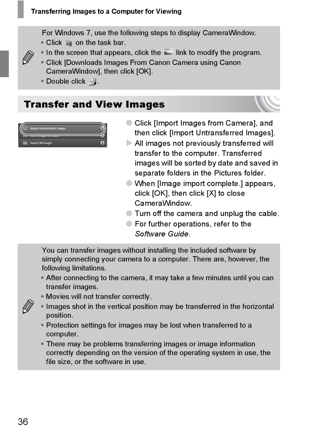 Canon 107 manual Transfer and View Images 