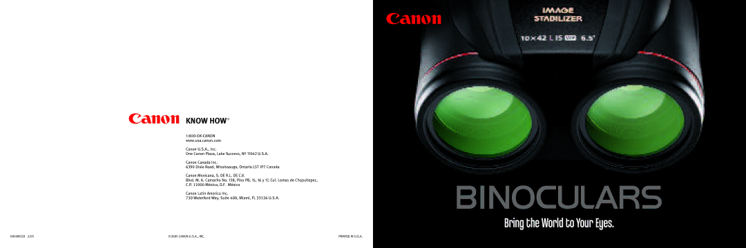 Canon 10x42L IS WP manual Bring the World to Your Eyes 