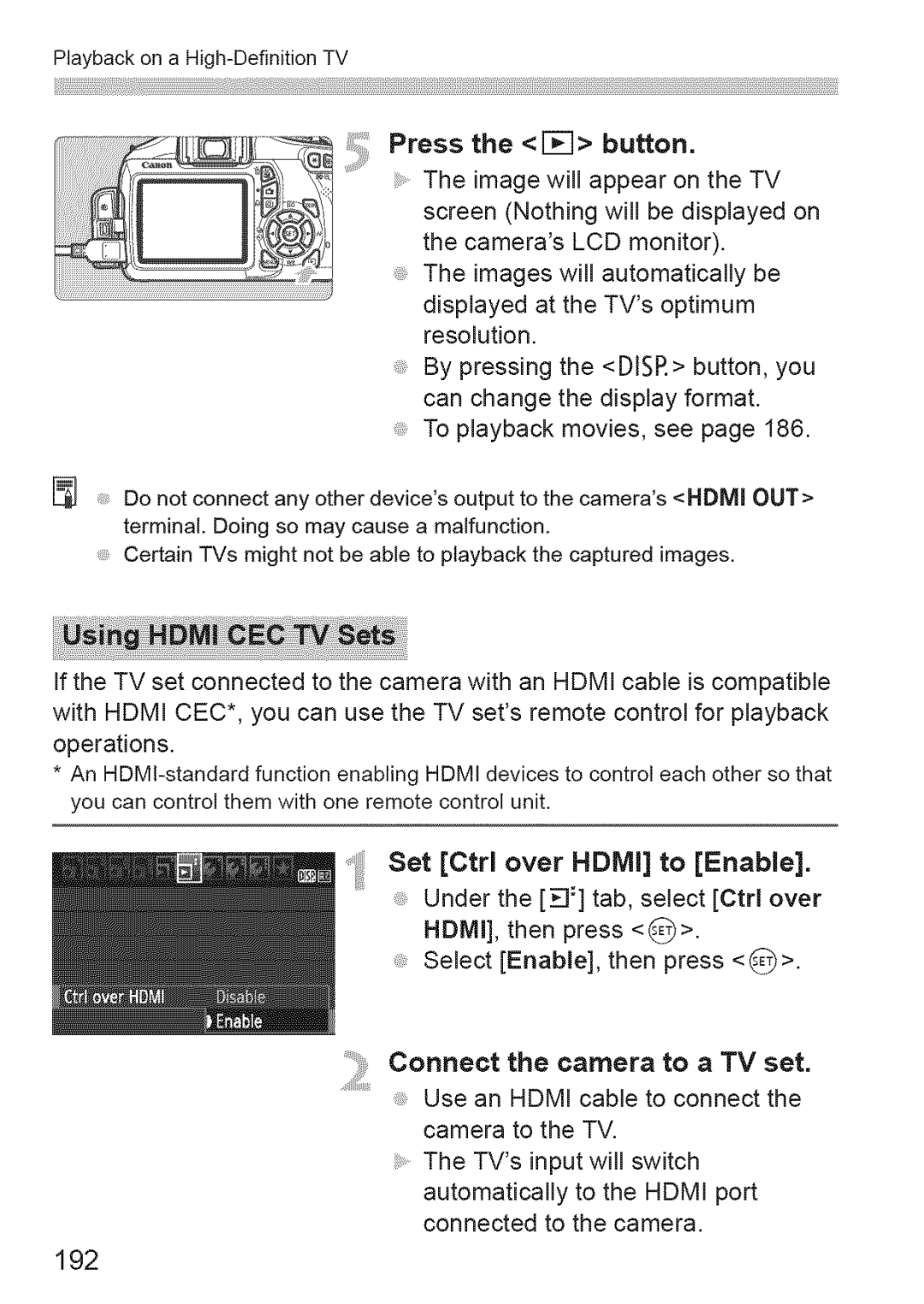 Canon 1100D manual 192, ¸Press the button 