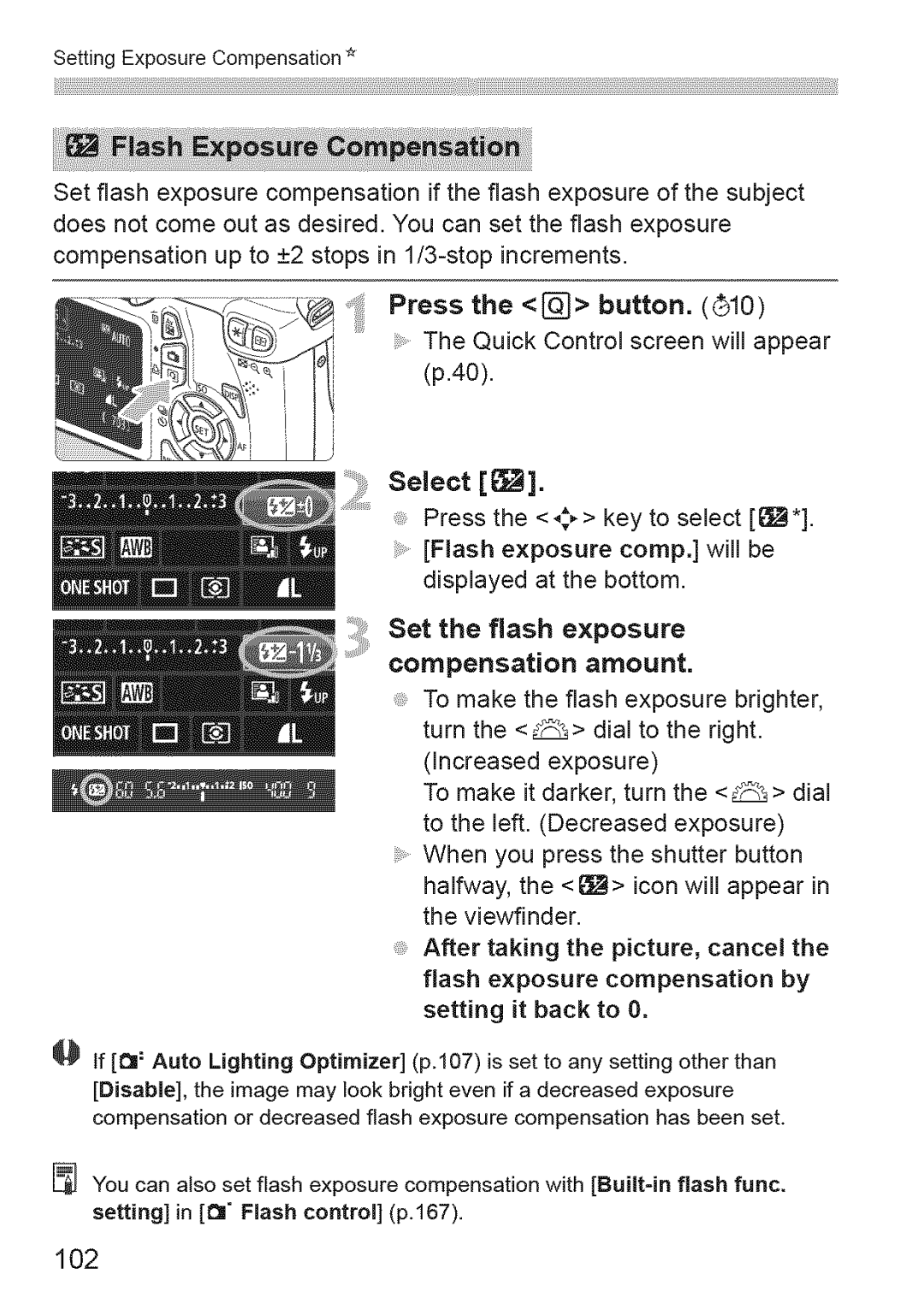 Canon 1100D manual 102, Compensation amount 