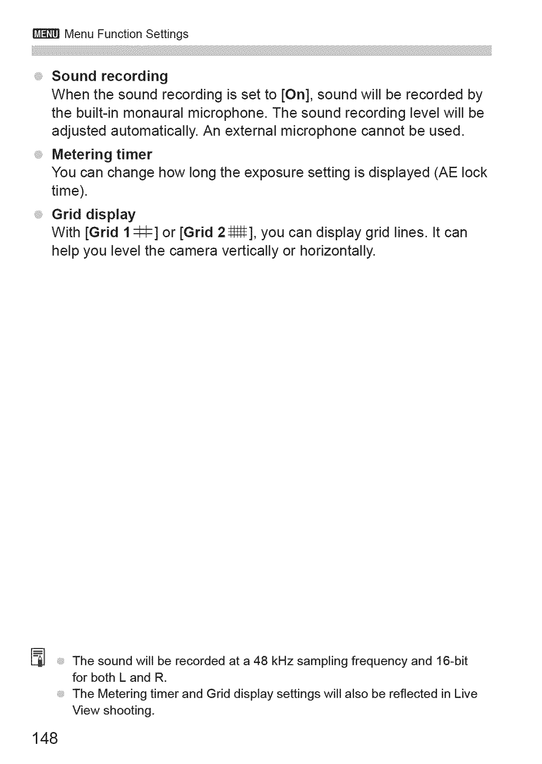 Canon 1100D manual 148, Grid display 