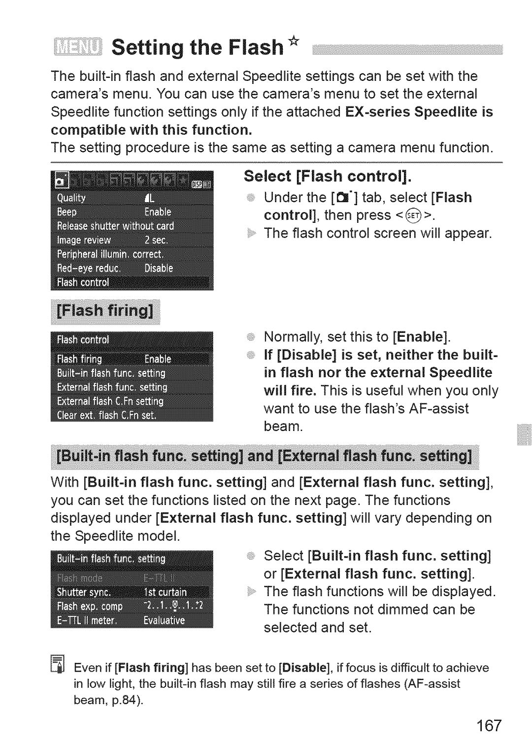 Canon 1100D manual Setting the Flash, Select Flash control 