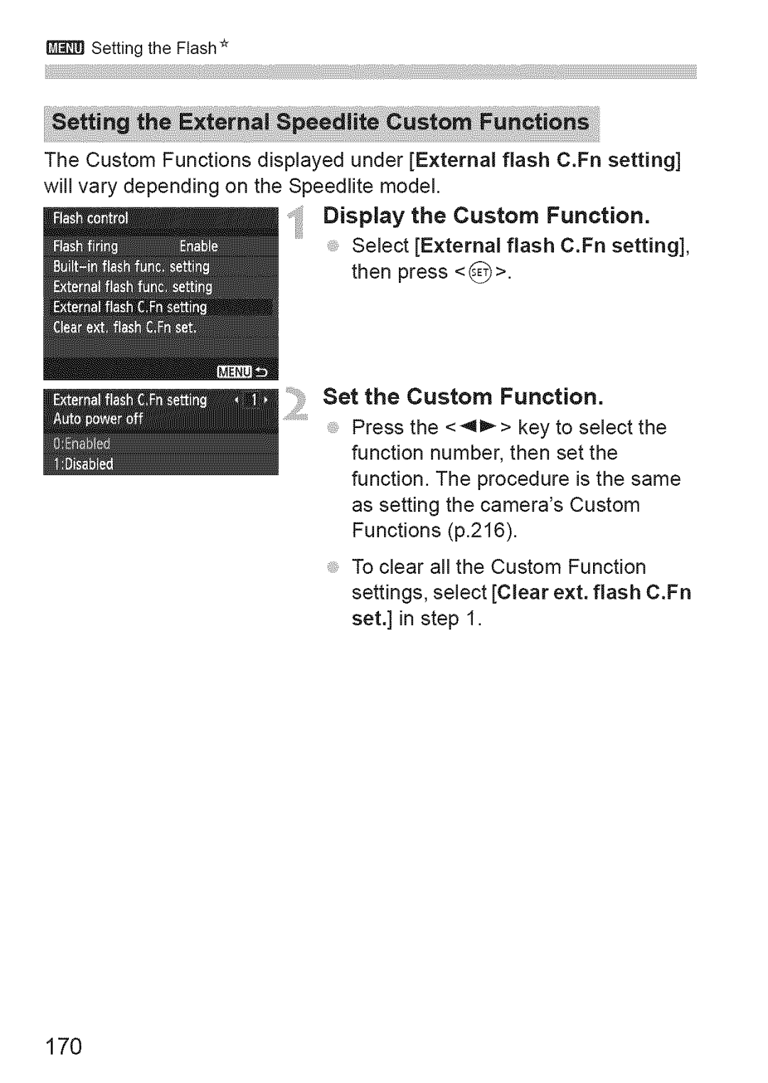 Canon 1100D manual 17O, Set the Custom Function 