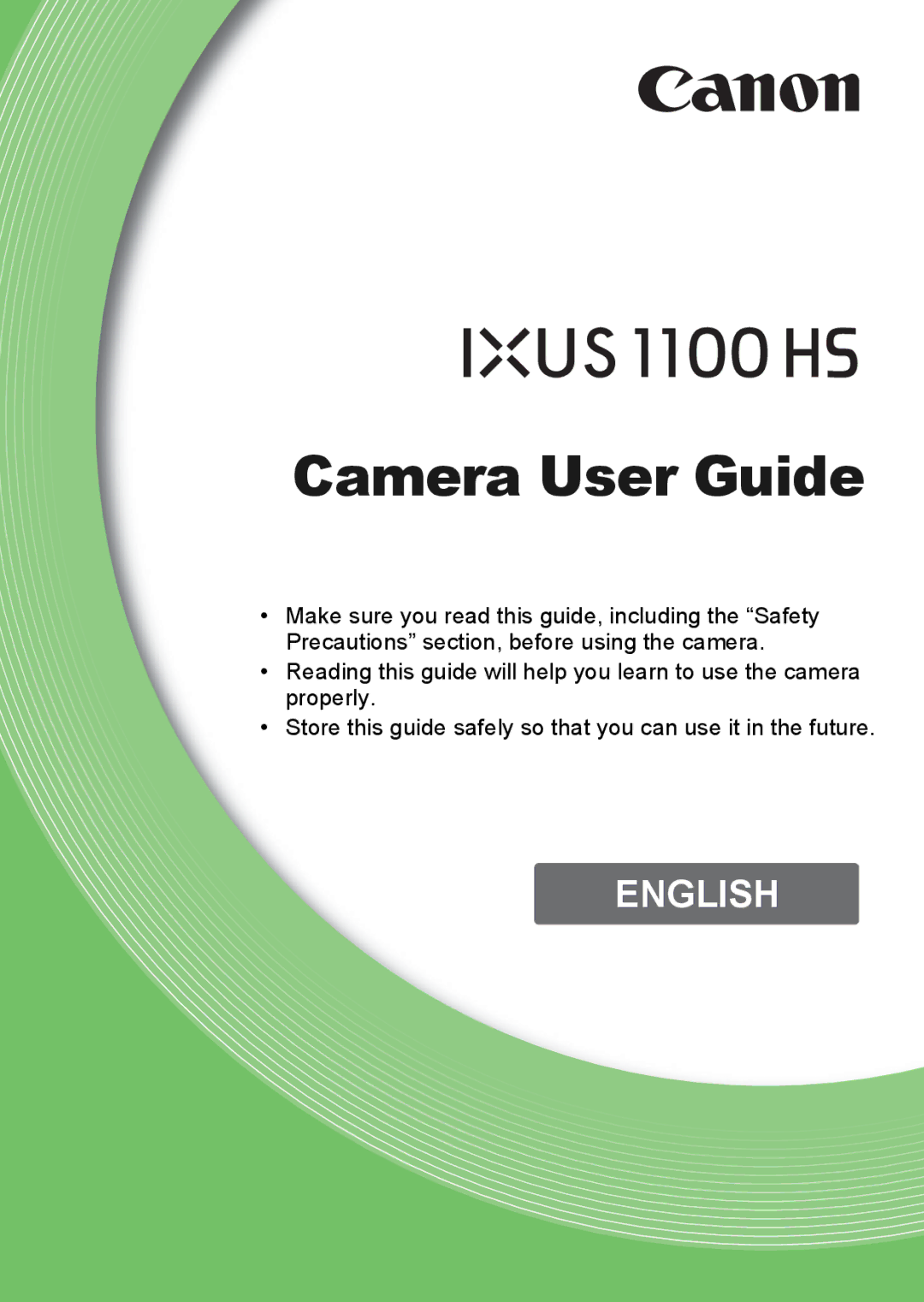 Canon 1100HS manual Camera User Guide 