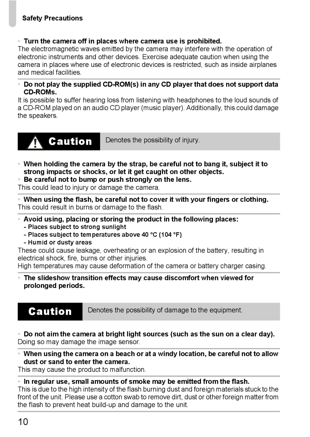 Canon 1100HS manual This could lead to injury or damage the camera 