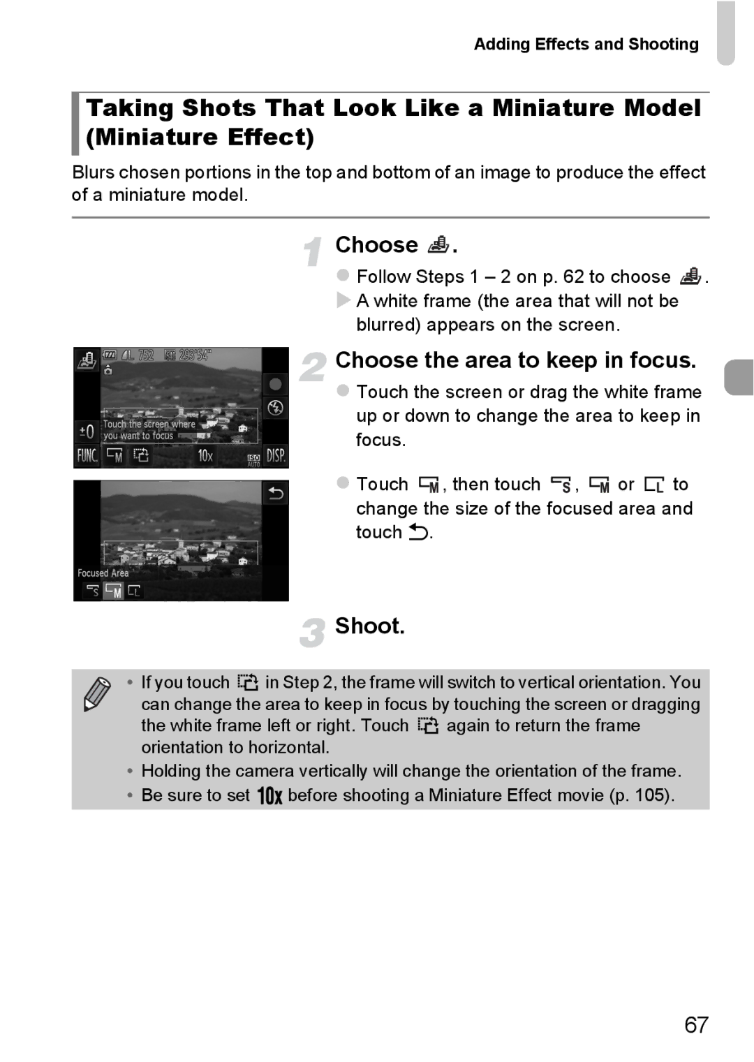 Canon 1100HS manual Choose the area to keep in focus, Blurred appears on the screen 