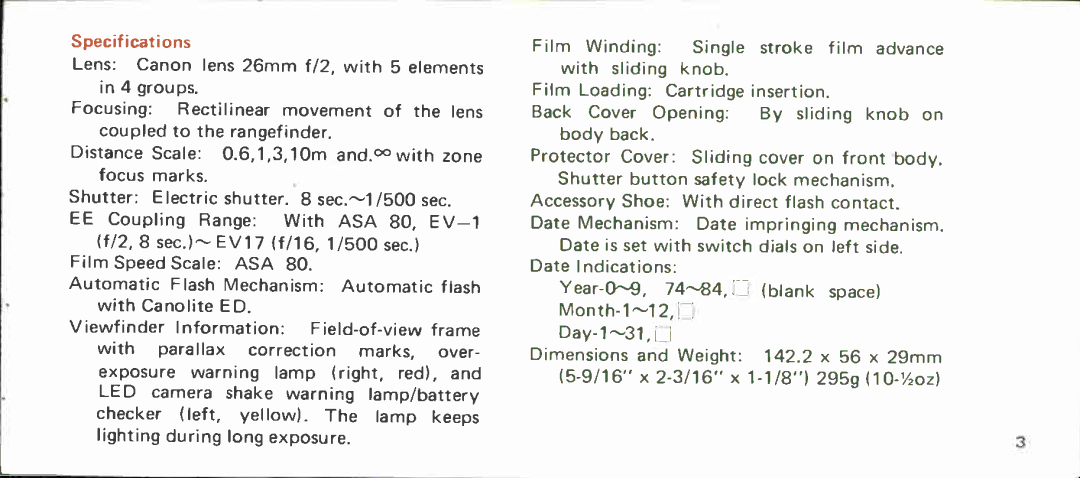 Canon 110ED manual 