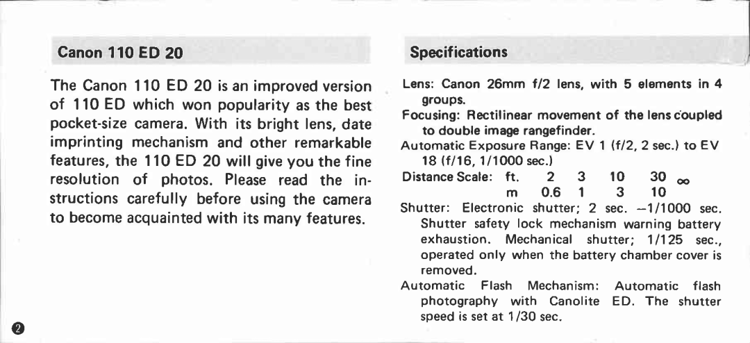 Canon 110ED20 manual 