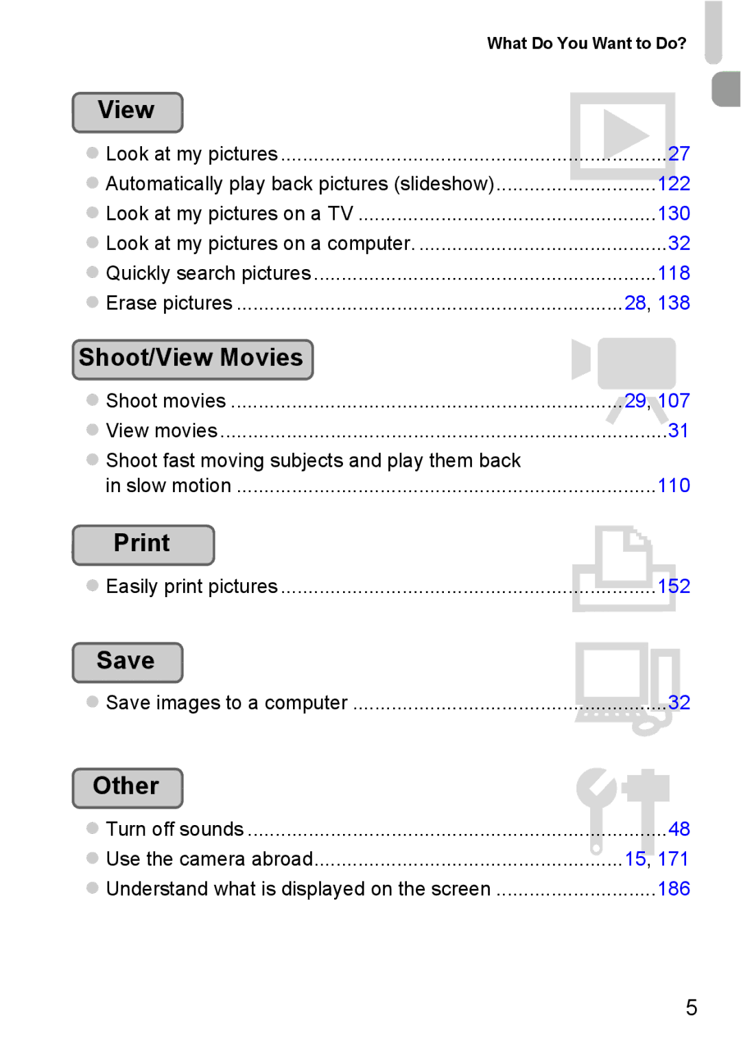 Canon 115 HS, 117 HS manual Print, Save 