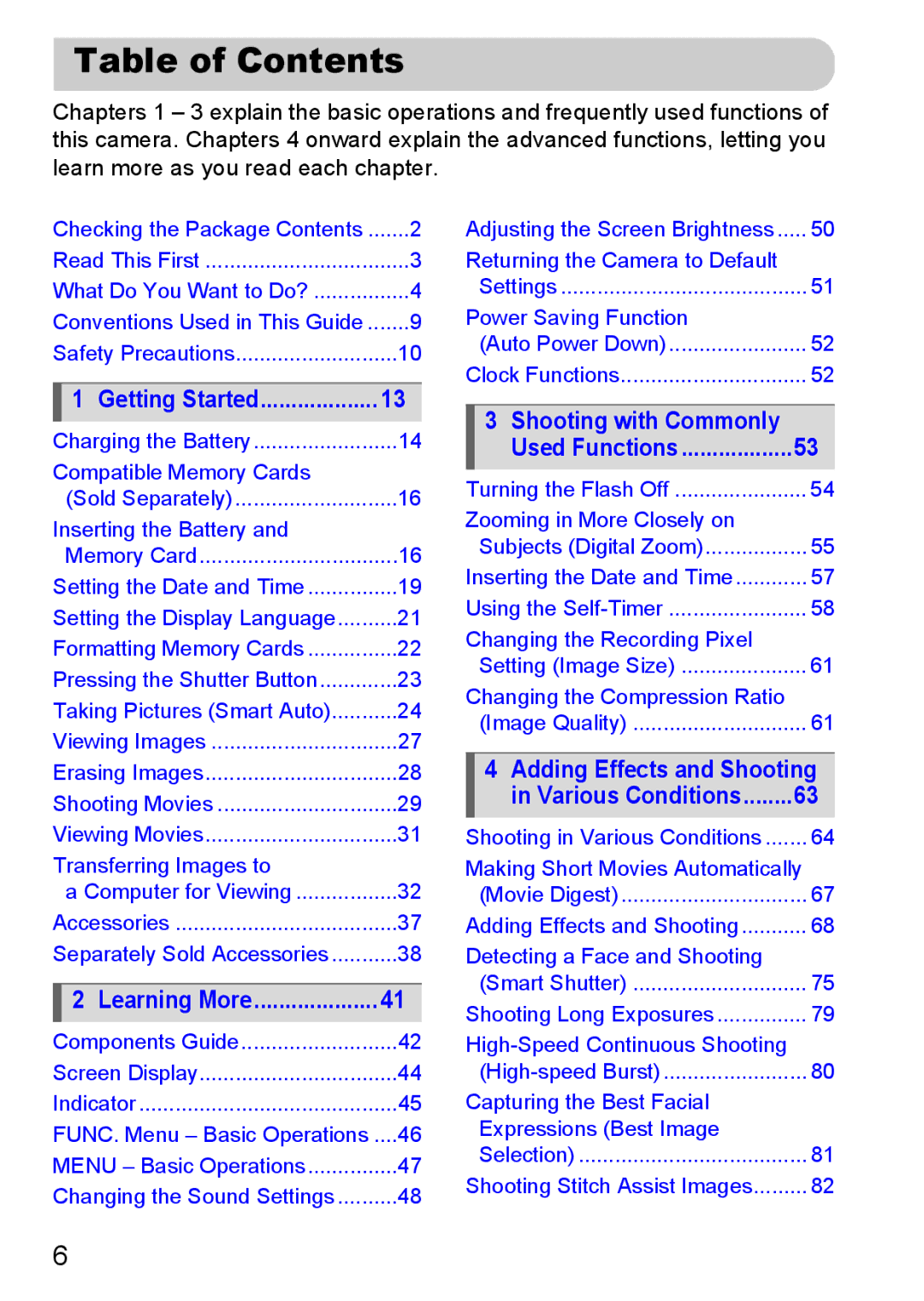 Canon 117 HS, 115 HS manual Table of Contents 