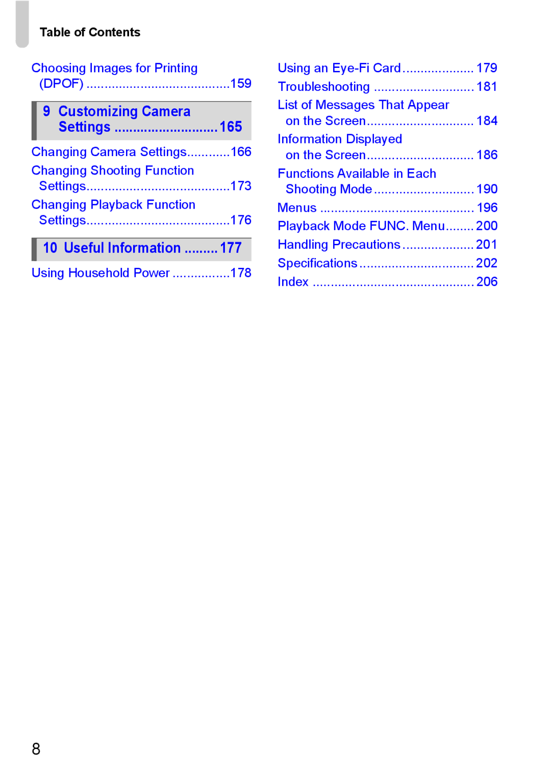 Canon 117 HS, 115 HS manual Customizing Camera 