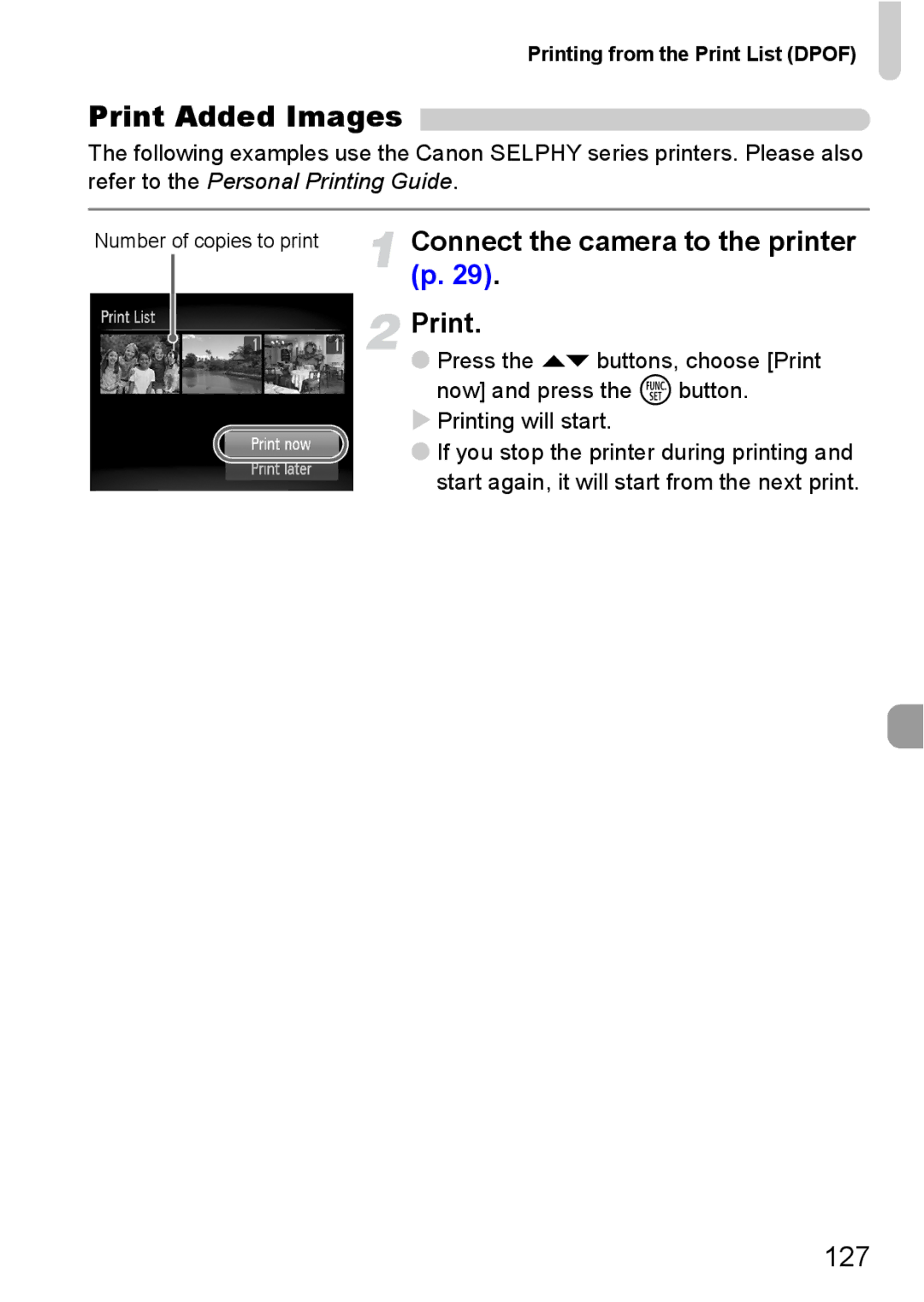 Canon 120 IS manual Print Added Images 