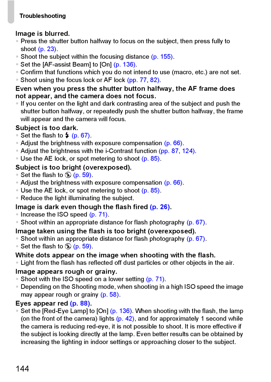 Canon 120 IS manual Image is blurred, Troubleshooting 