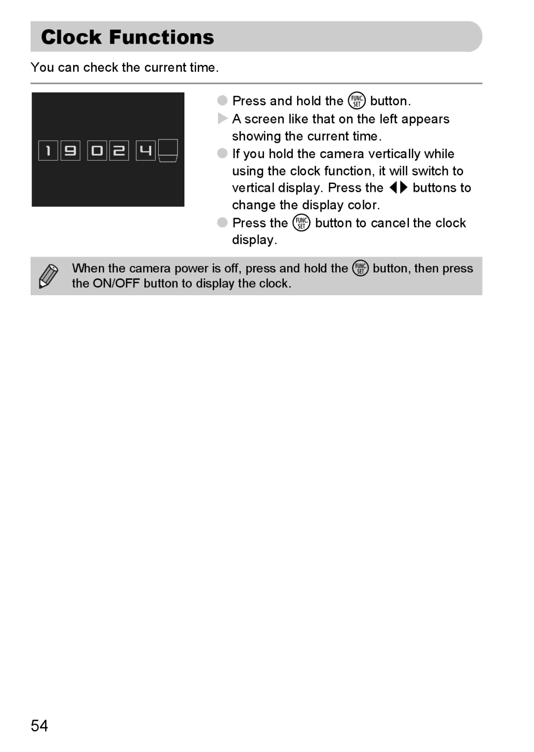 Canon 120 IS manual Clock Functions 