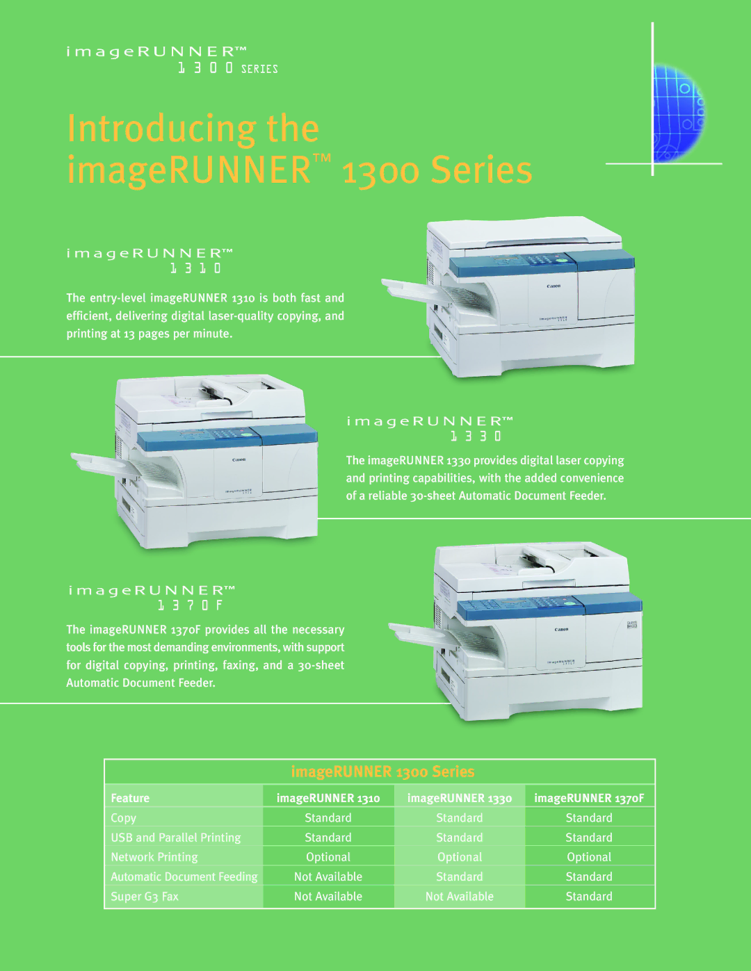 Canon manual Introducing the imageRUNNER 1300 Series 