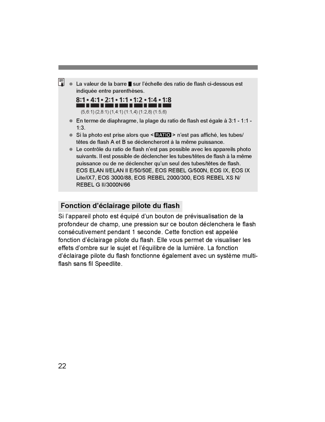 Canon 14EX, 24EX instruction manual Fonction d’éclairage pilote du flash 