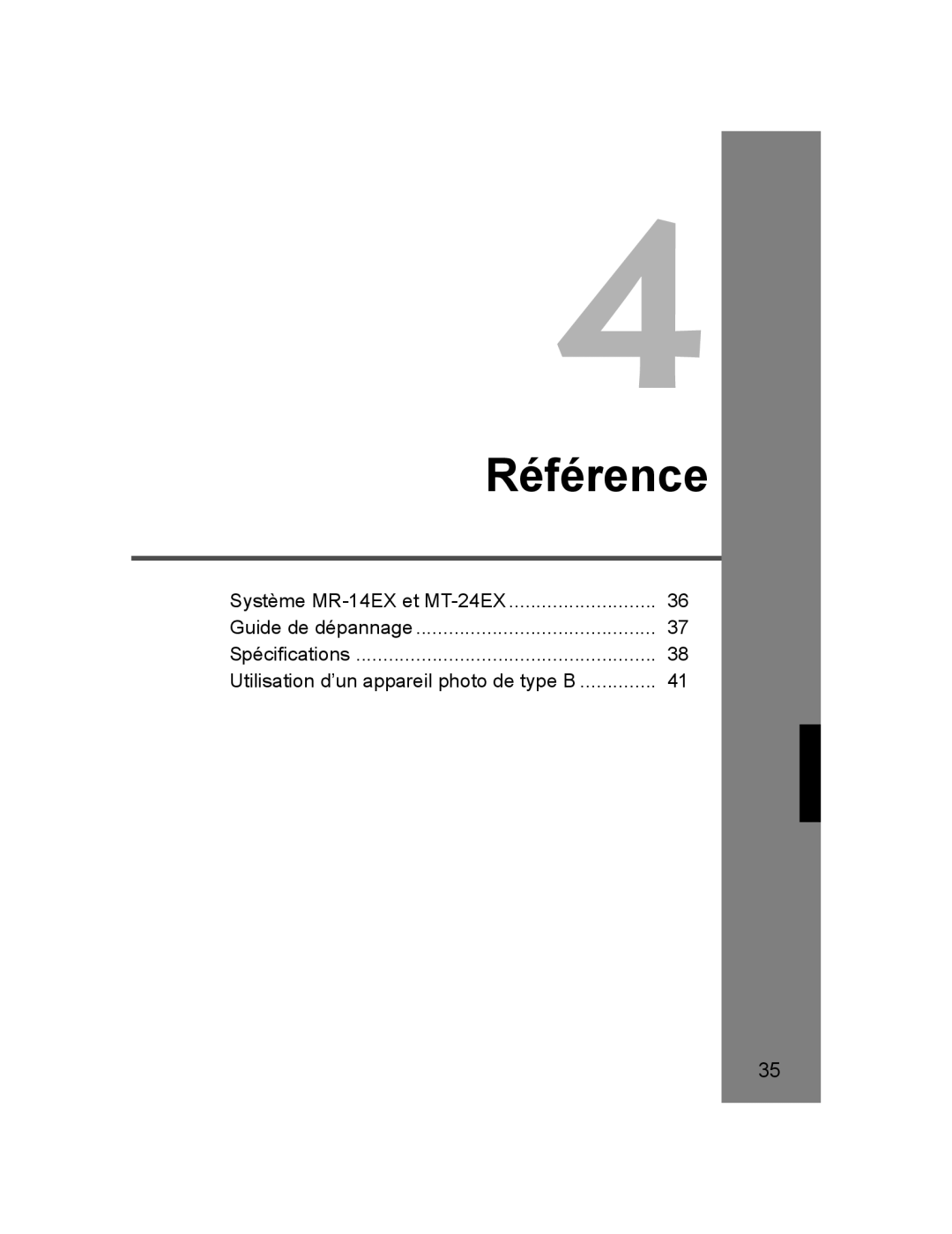 Canon 24EX, 14EX instruction manual Référence 