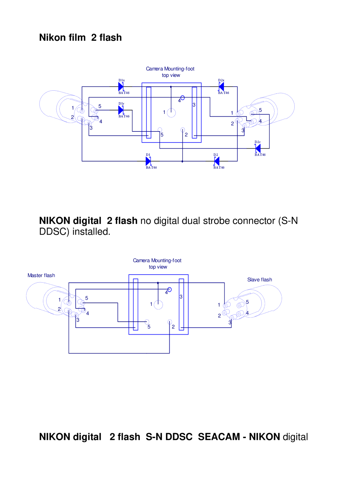 Canon 150DIGITAL user manual Nikon film 2 flash, Nikon digital 2 flash S-N Ddsc Seacam Nikon digital 