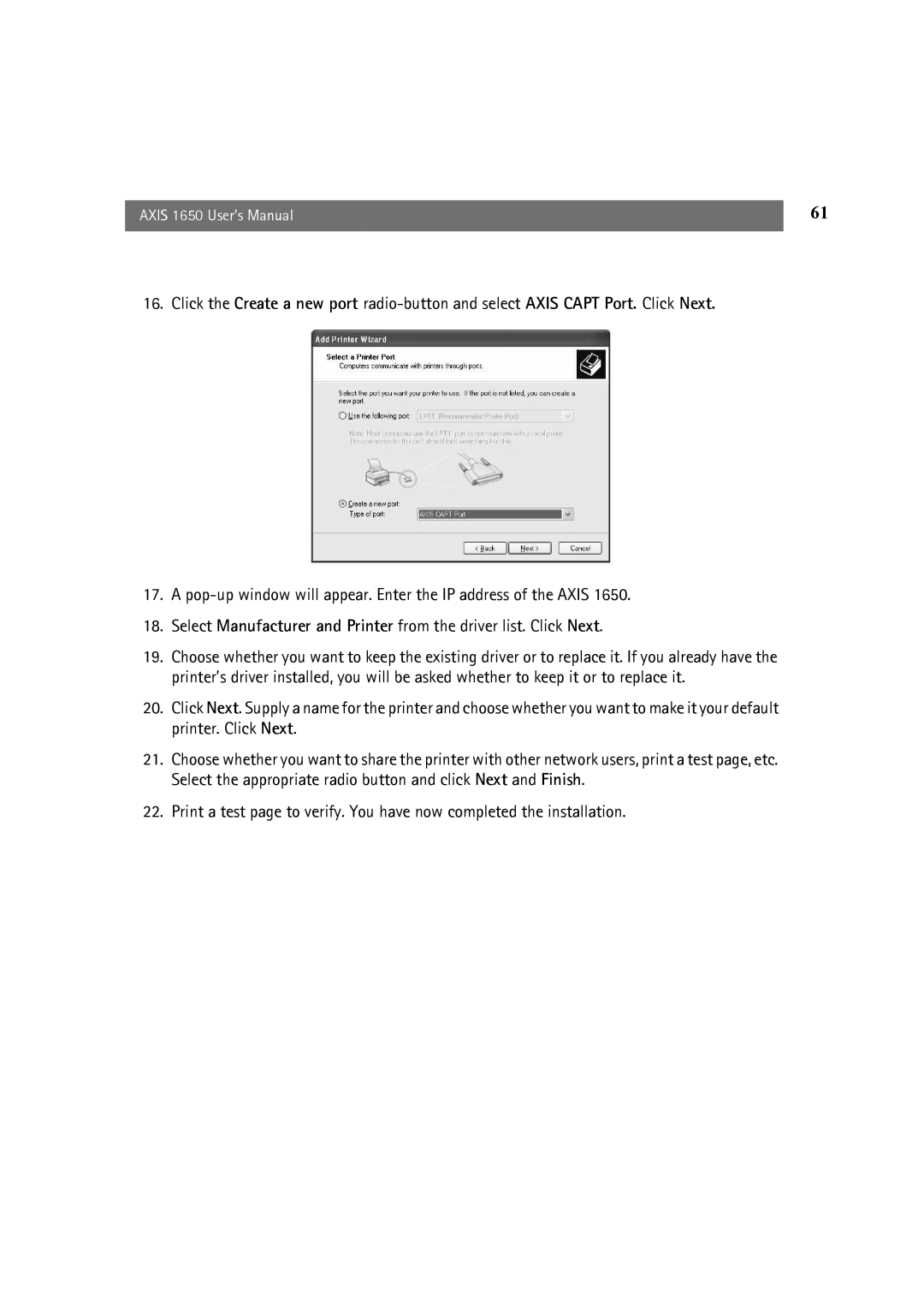 Canon user manual Axis 1650 User’s Manual 