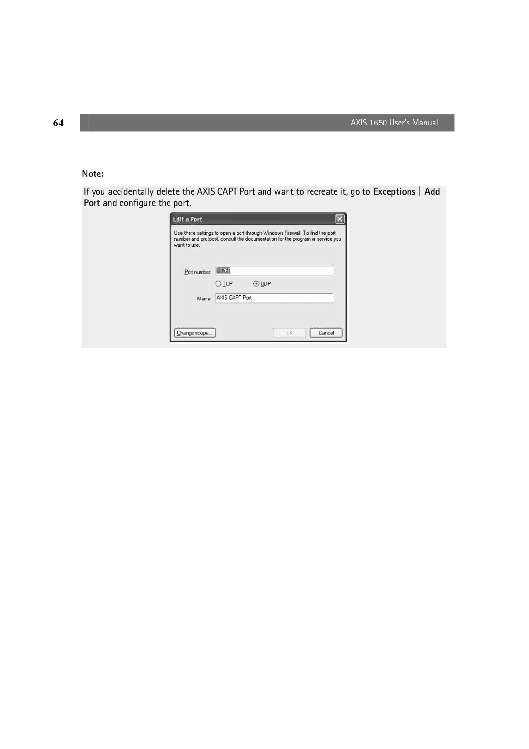 Canon user manual Axis 1650 User’s Manual 