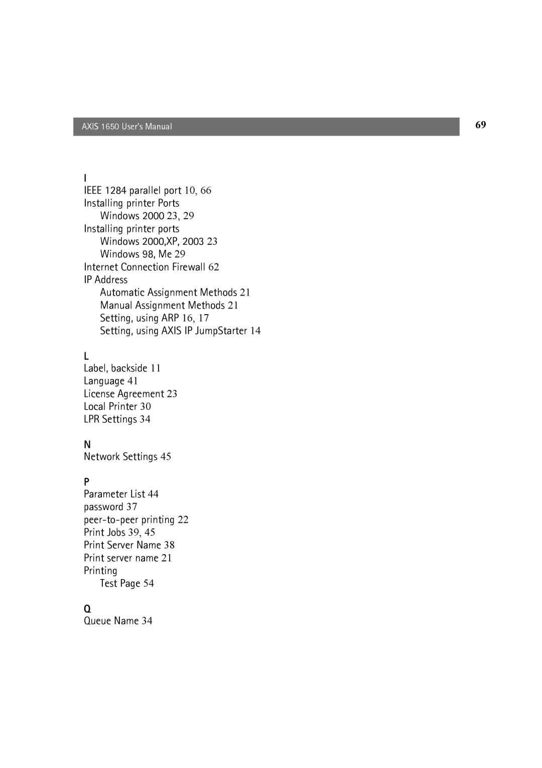 Canon user manual Axis 1650 User’s Manual 