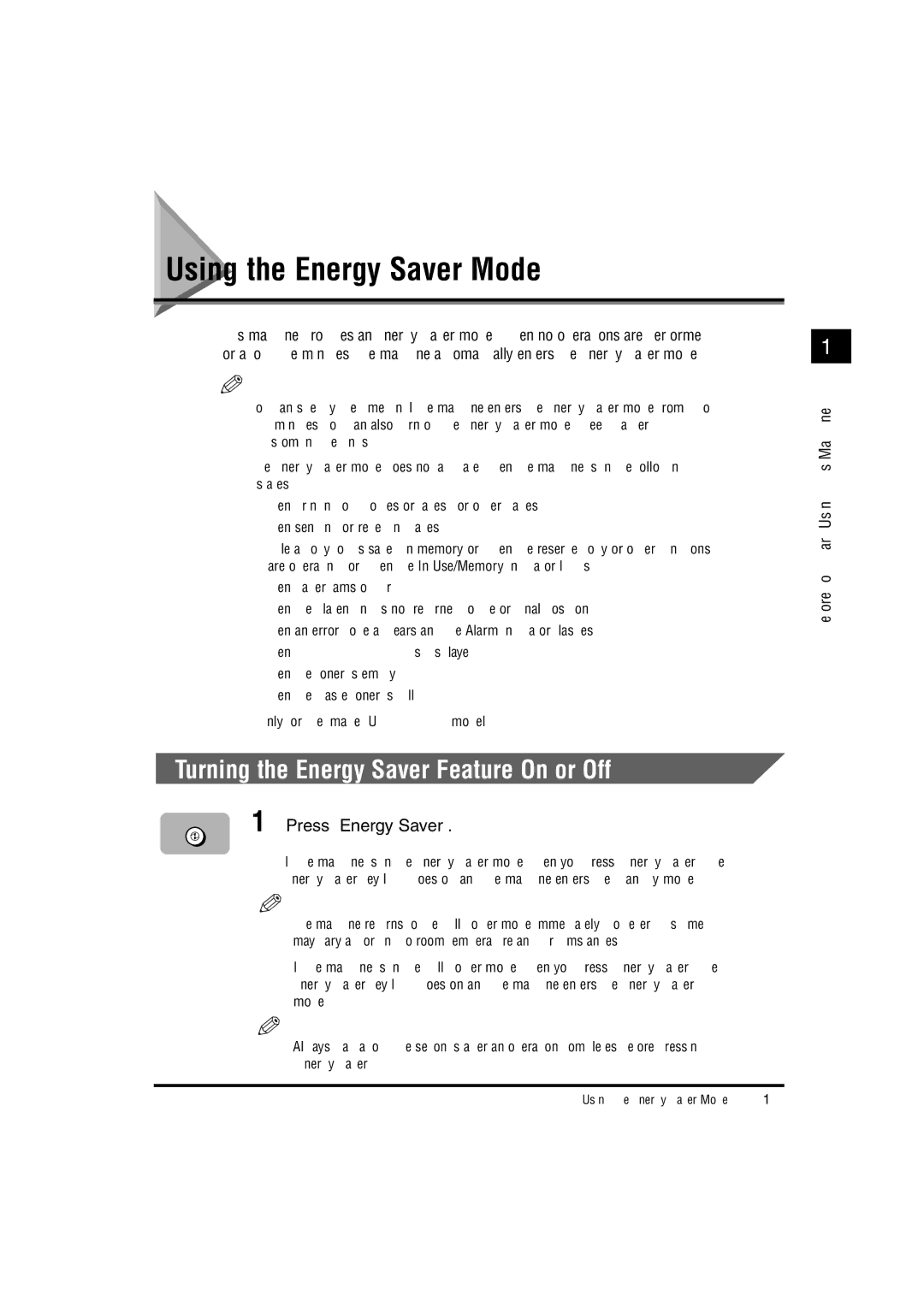 Canon 1630, 1670F, 1610 manual Using the Energy Saver Mode, Turning the Energy Saver Feature On or Off, Press Energy Saver 