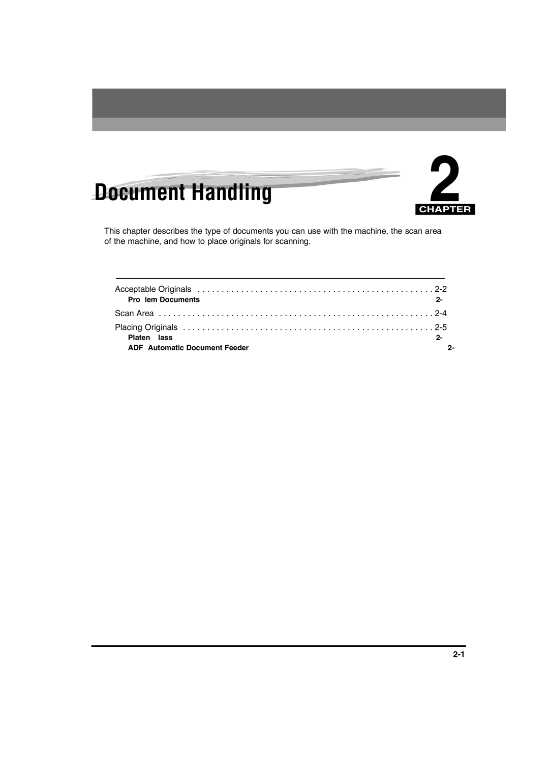 Canon 1610, 1670F, 1630 manual Document Handling 