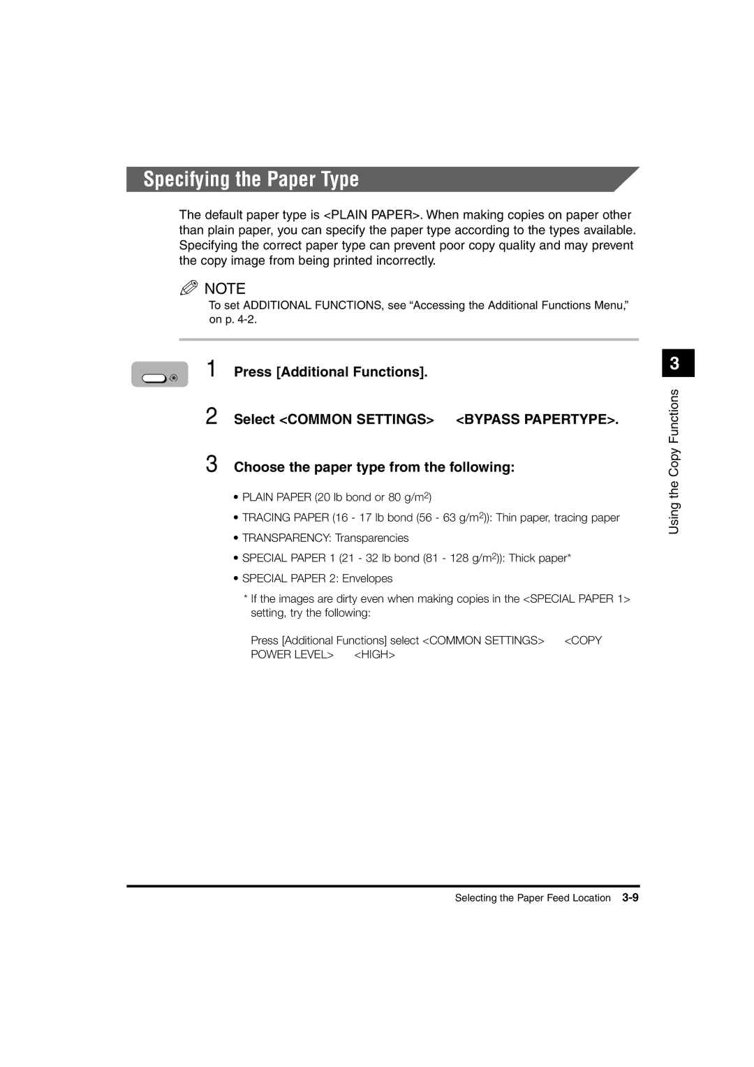 Canon 1610, 1670F, 1630 manual Specifying the Paper Type 