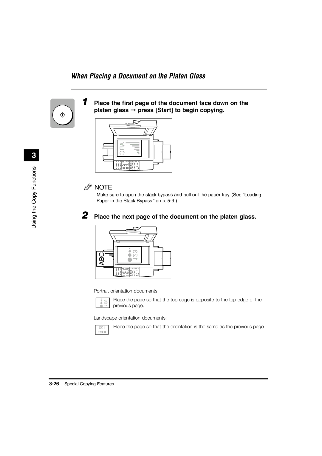 Canon 1630, 1670F, 1610 manual Abc, Place the next page of the document on the platen glass 