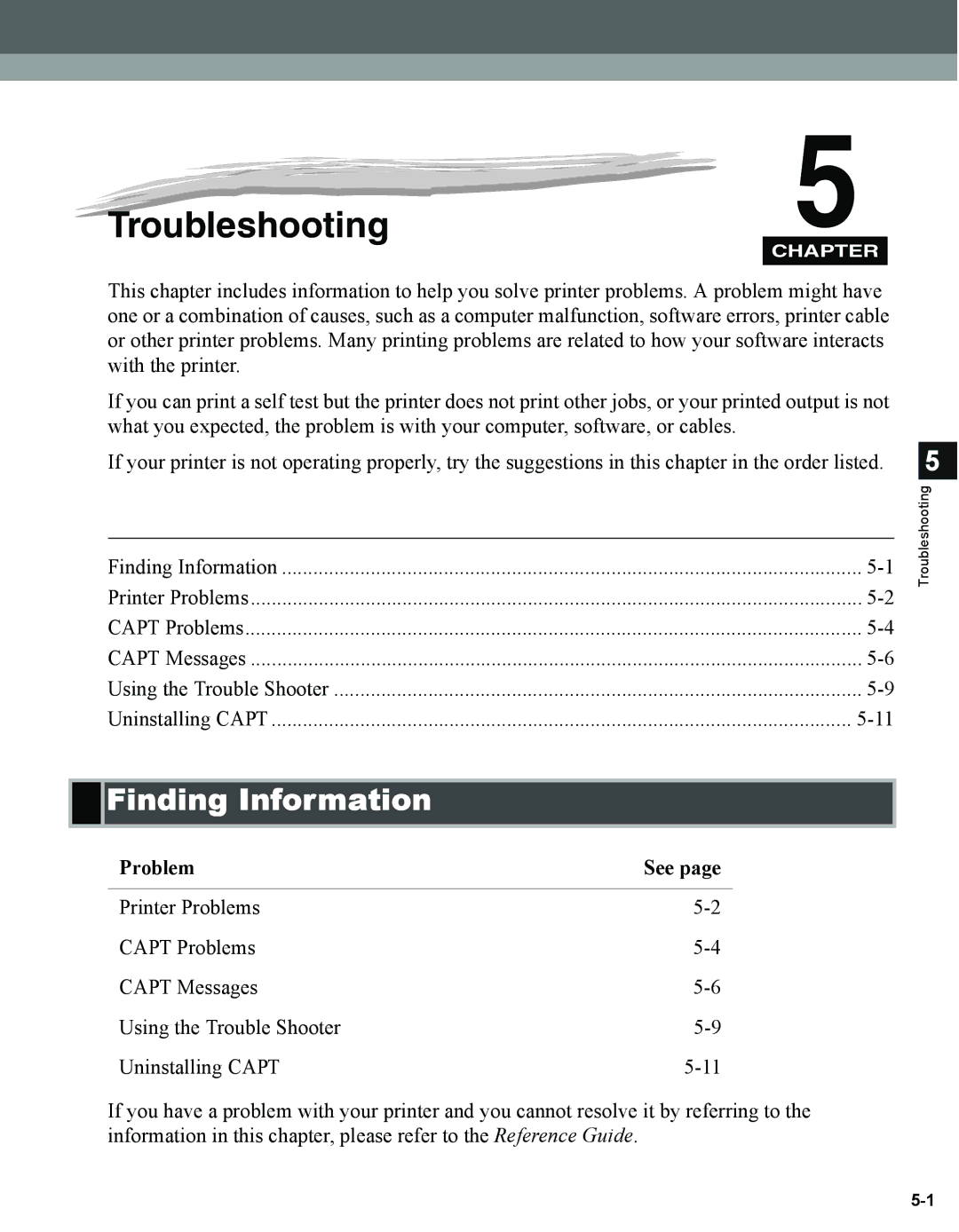 Canon 1670F manual Finding Information, Problem See 