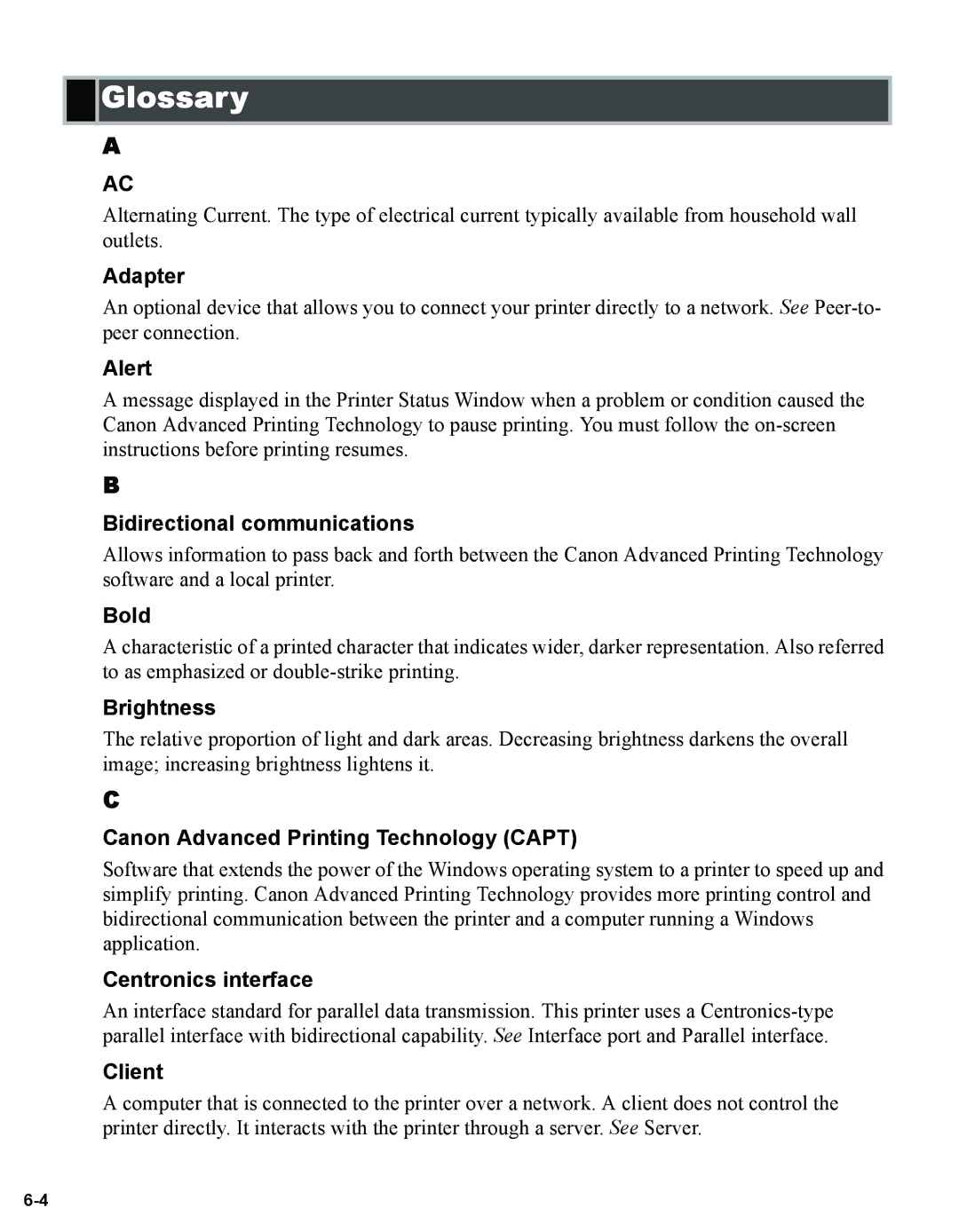 Canon 1670F manual Glossary 