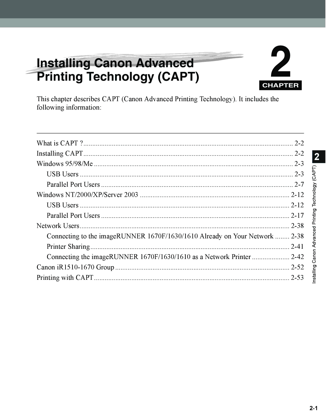 Canon 1670F manual Installing Canon Advanced Printing Technology Capt 