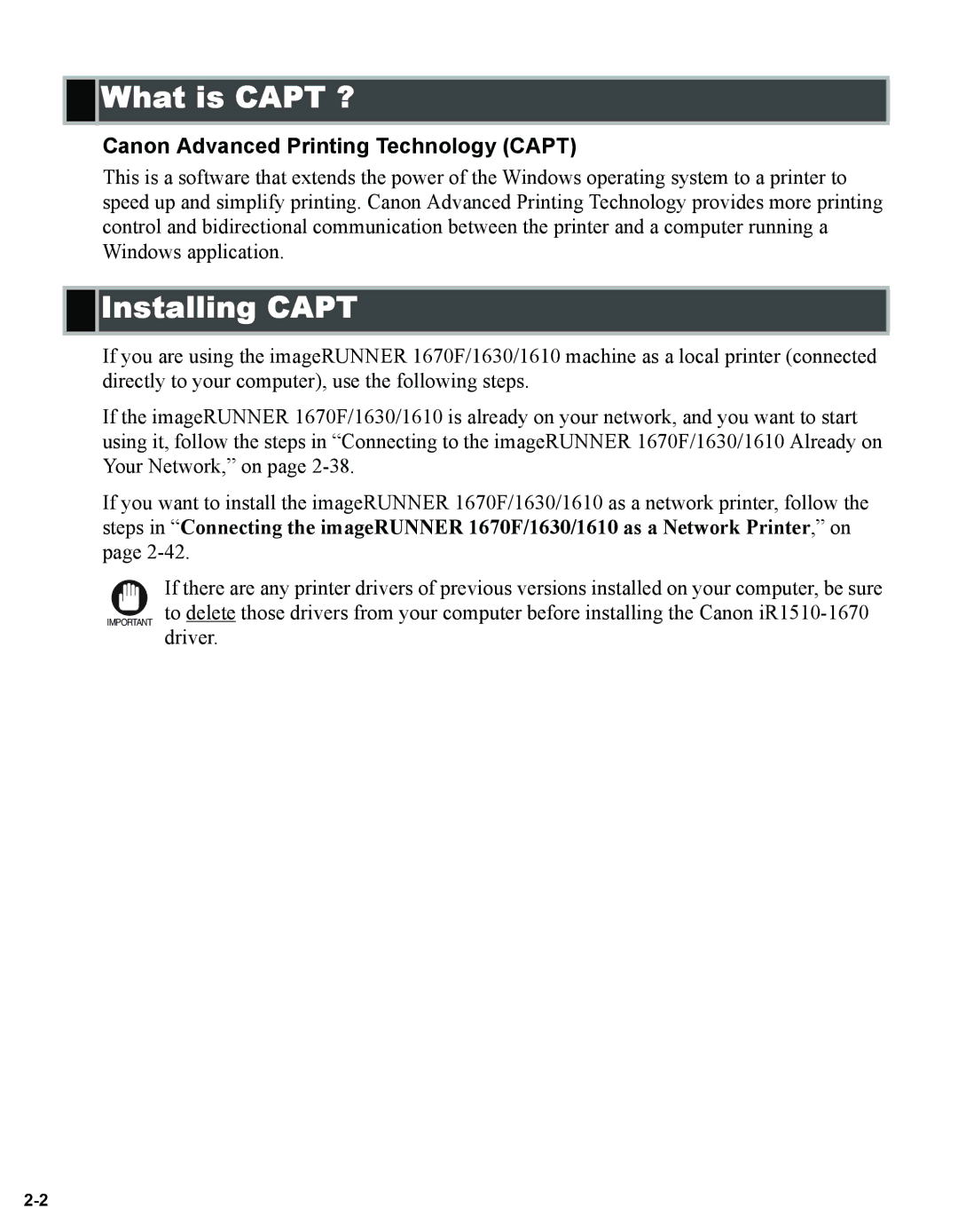 Canon 1670F manual What is Capt ?, Installing Capt, Canon Advanced Printing Technology Capt 