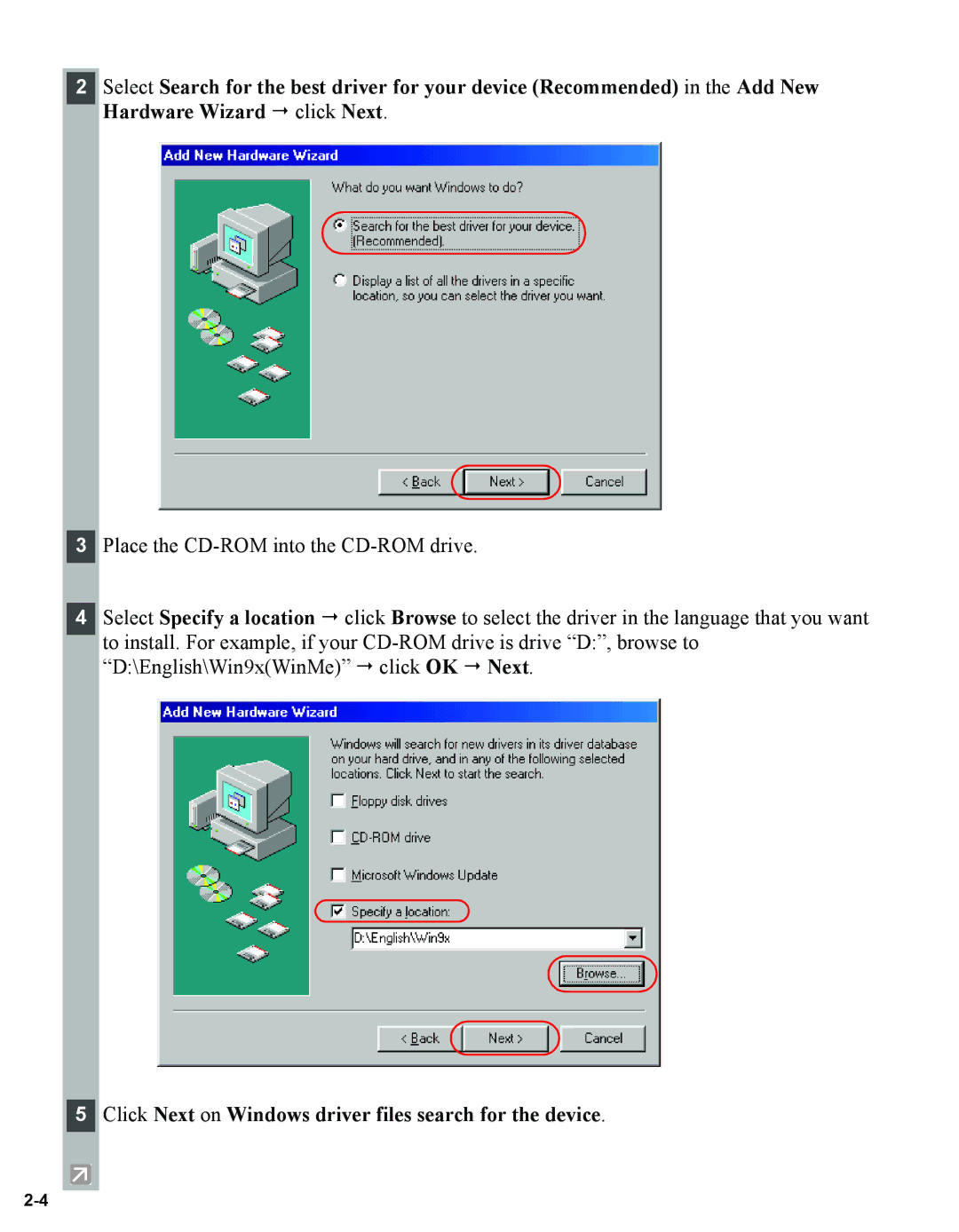 Canon 1670F manual Click Next on Windows driver files search for the device 