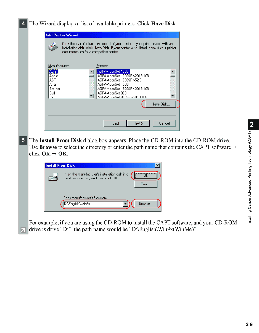 Canon 1670F manual Installing Canon Advanced Printing Technology Capt 