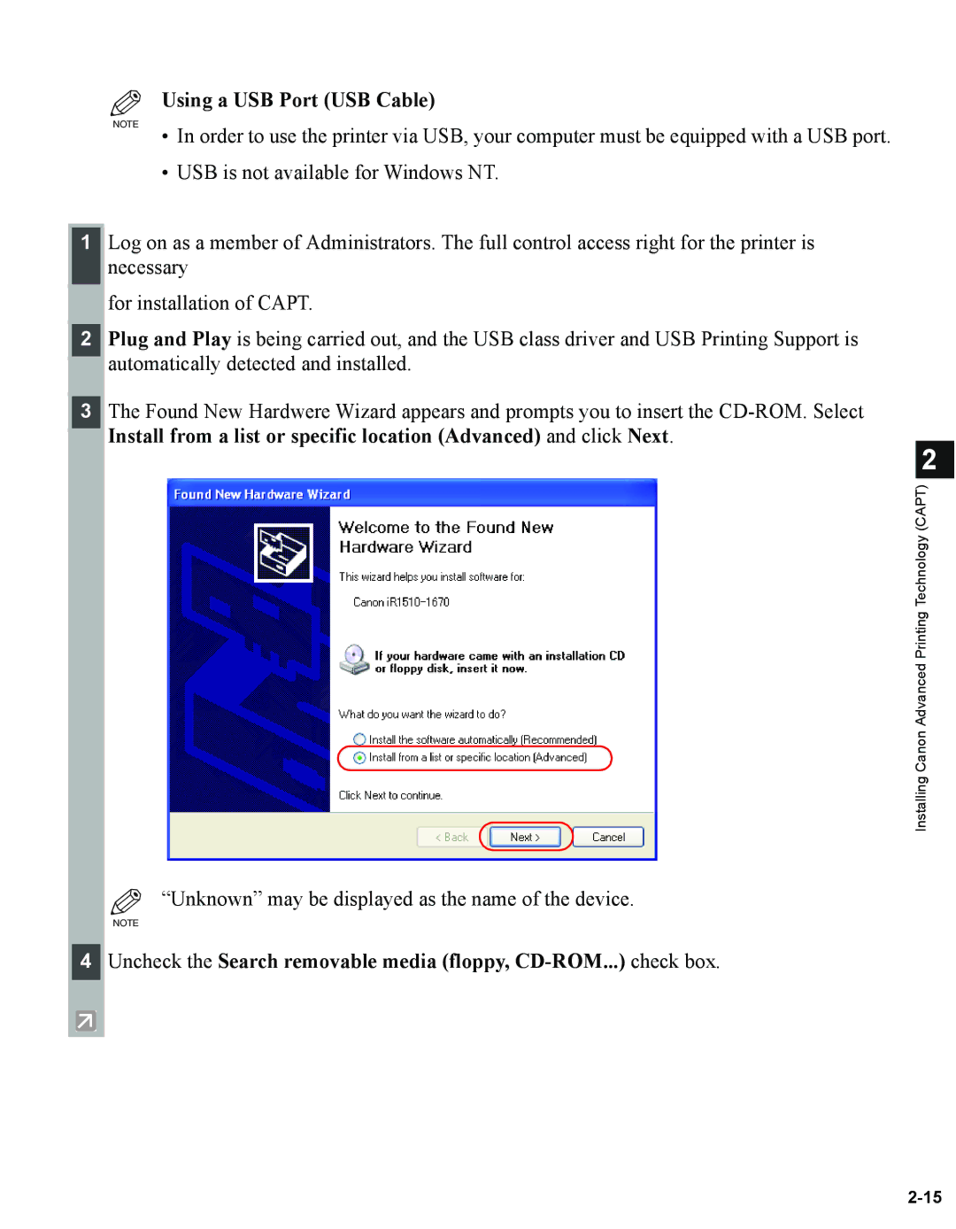 Canon 1670F manual Using a USB Port USB Cable 