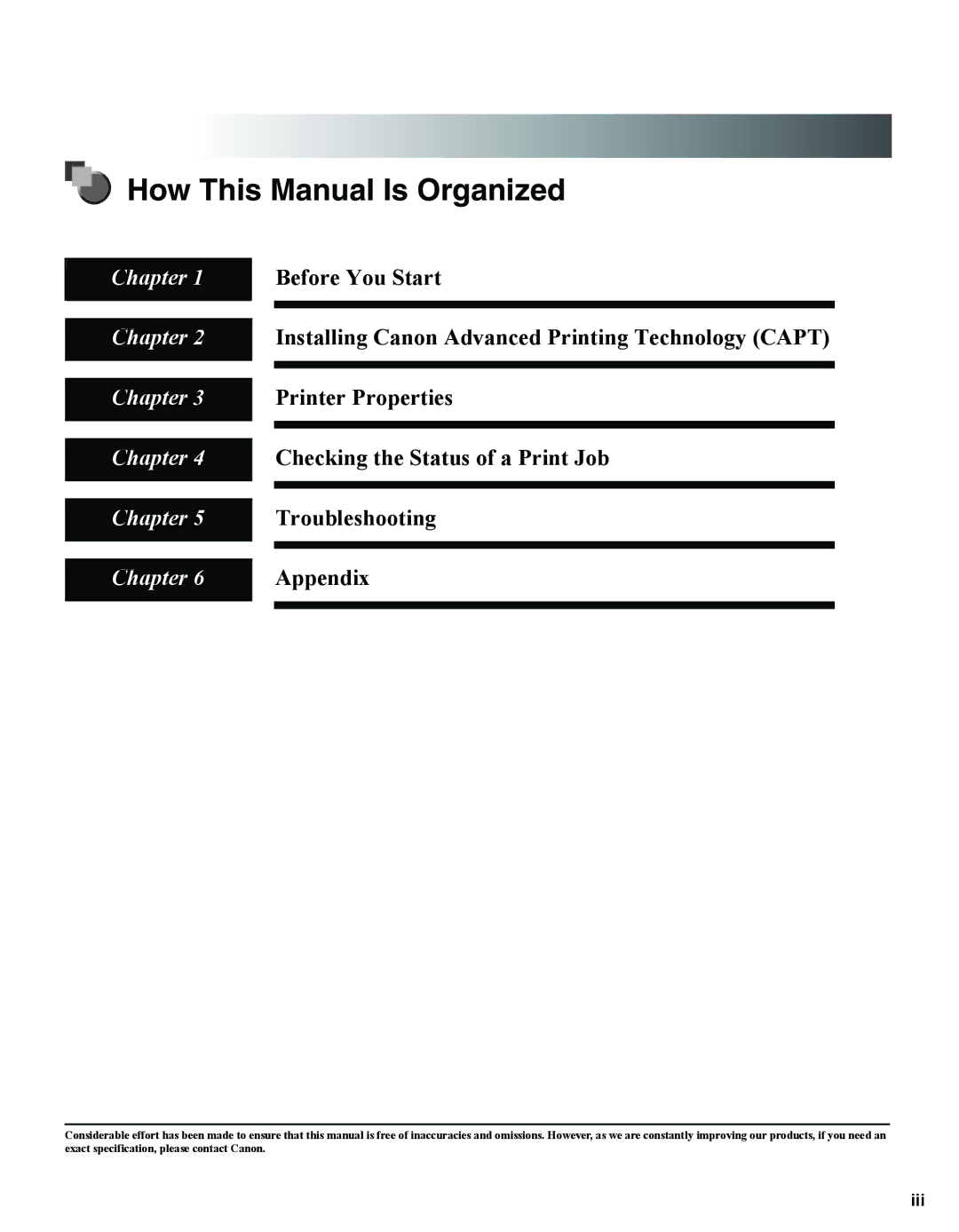 Canon 1670F manual How This Manual Is Organized 