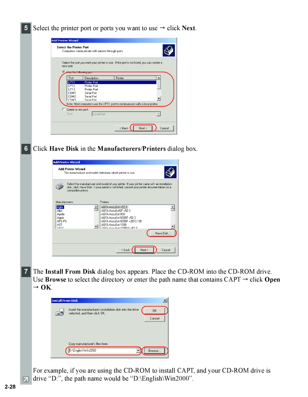 Canon 1670F manual Click Have Disk in the Manufacturers/Printers dialog box 