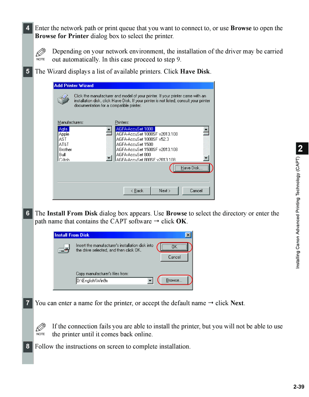 Canon 1670F manual Installing Canon Advanced Printing Technology Capt 