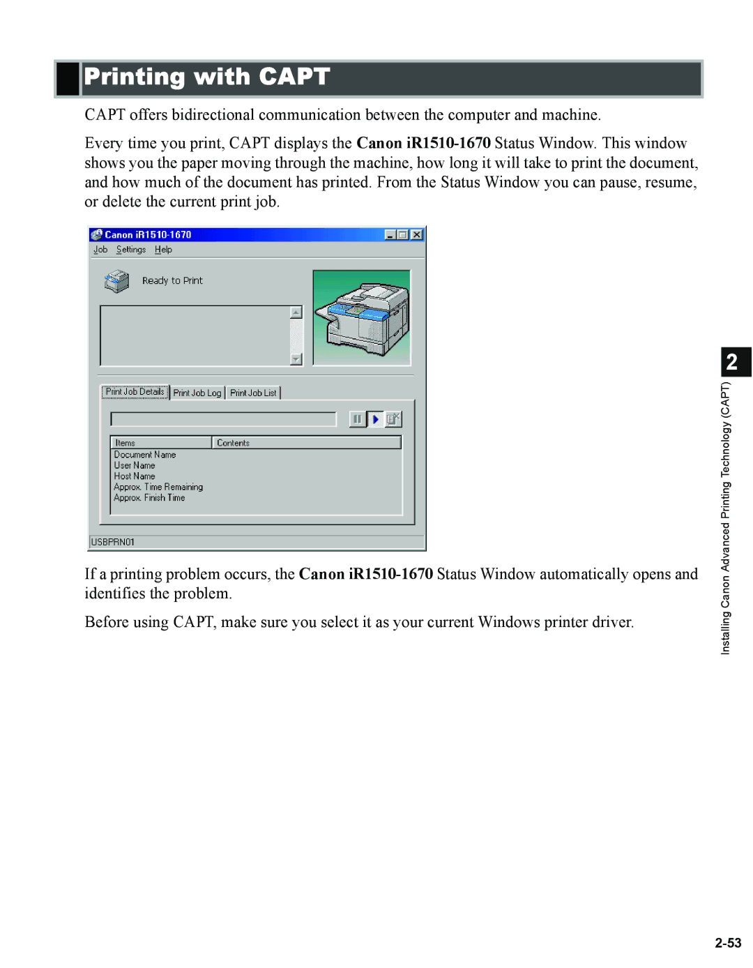 Canon 1670F manual Printing with Capt 