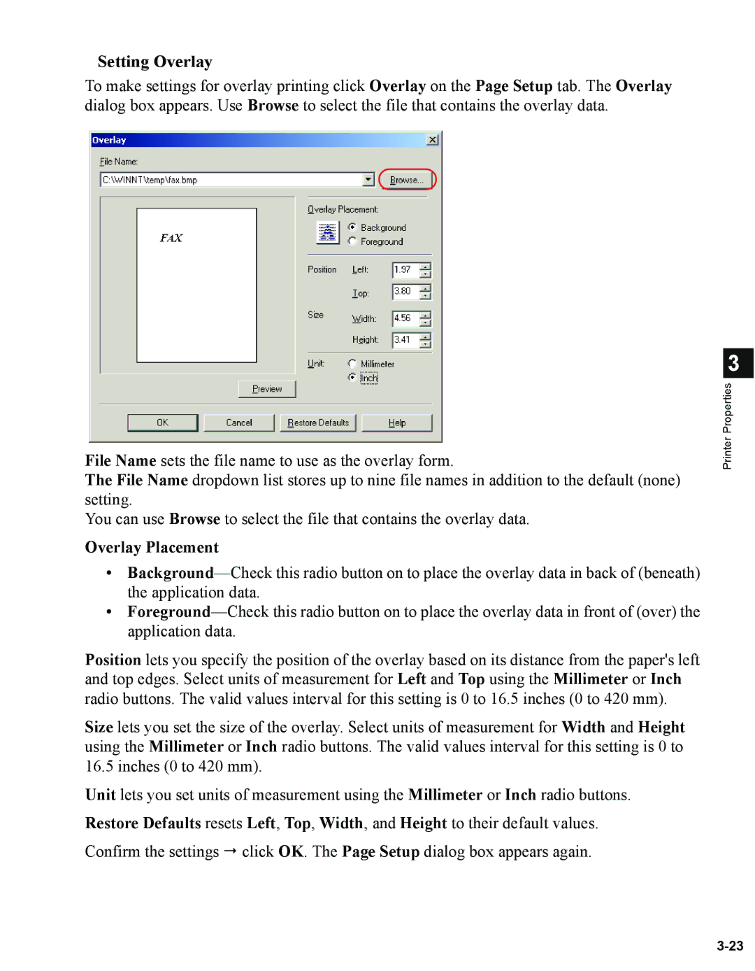 Canon 1670F manual Setting Overlay 