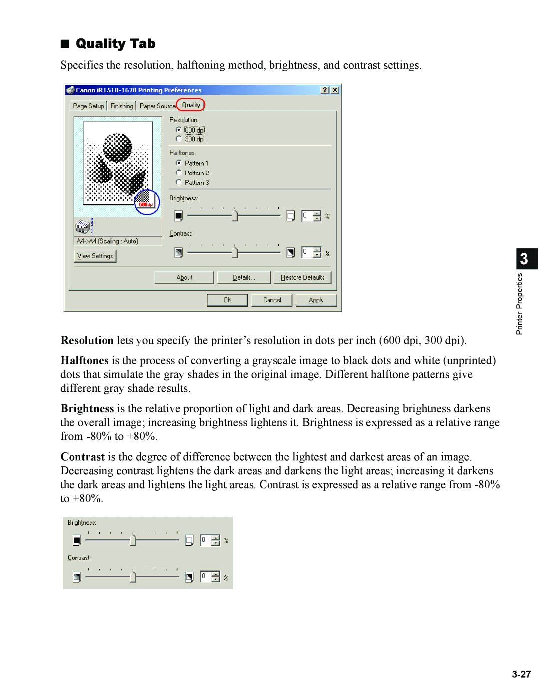 Canon 1670F manual Quality Tab 