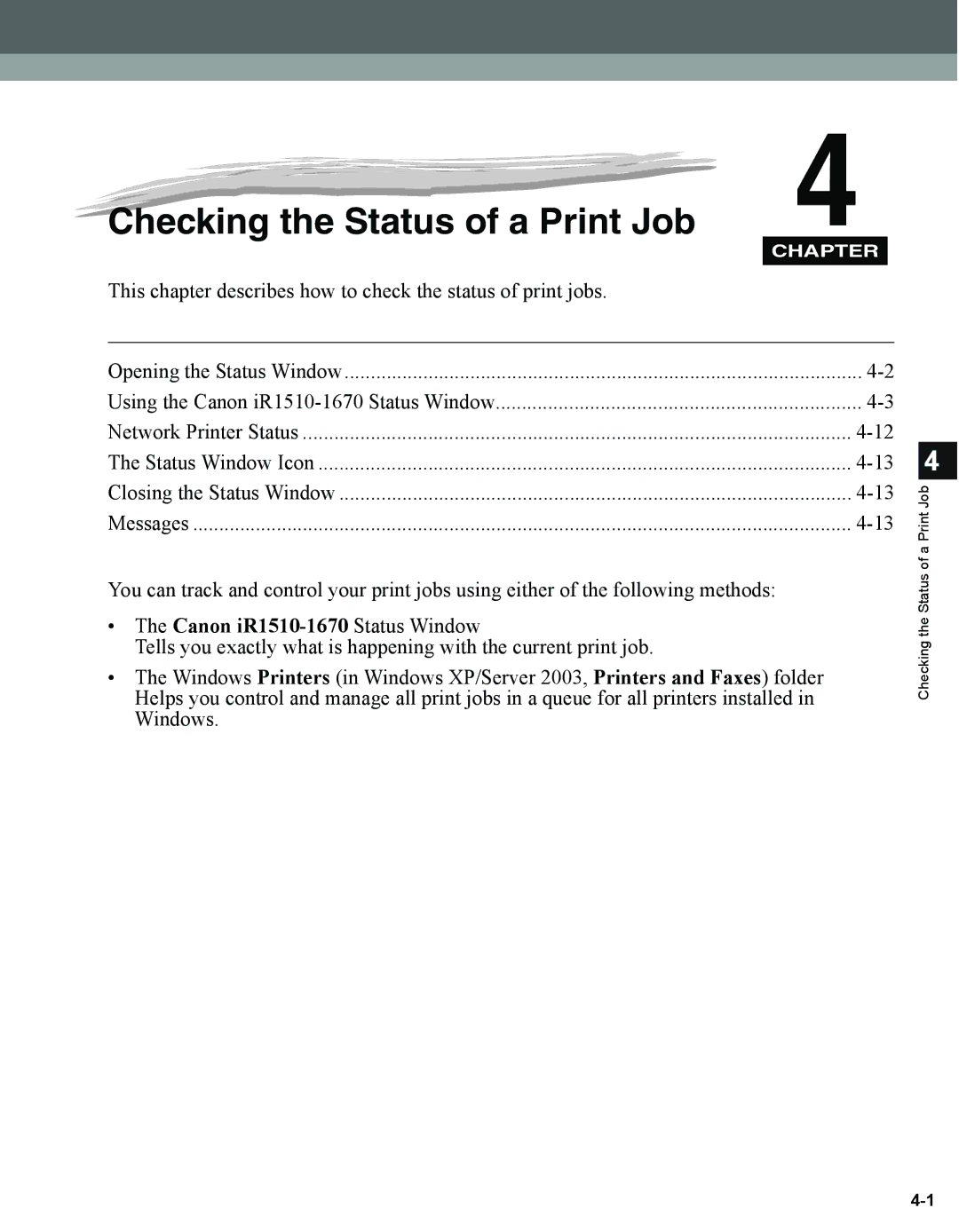 Canon 1670F manual Checking the Status of a Print Job 